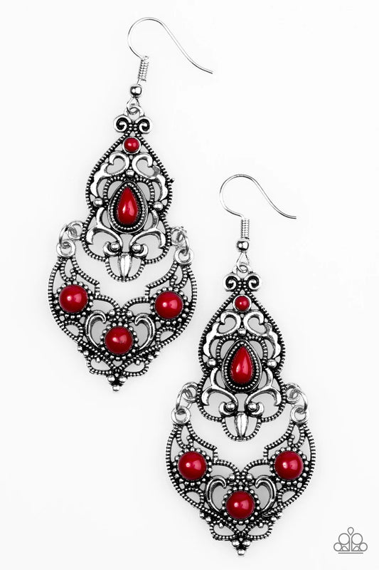 Paparazzi Earring ~ Jungle Runway - Red