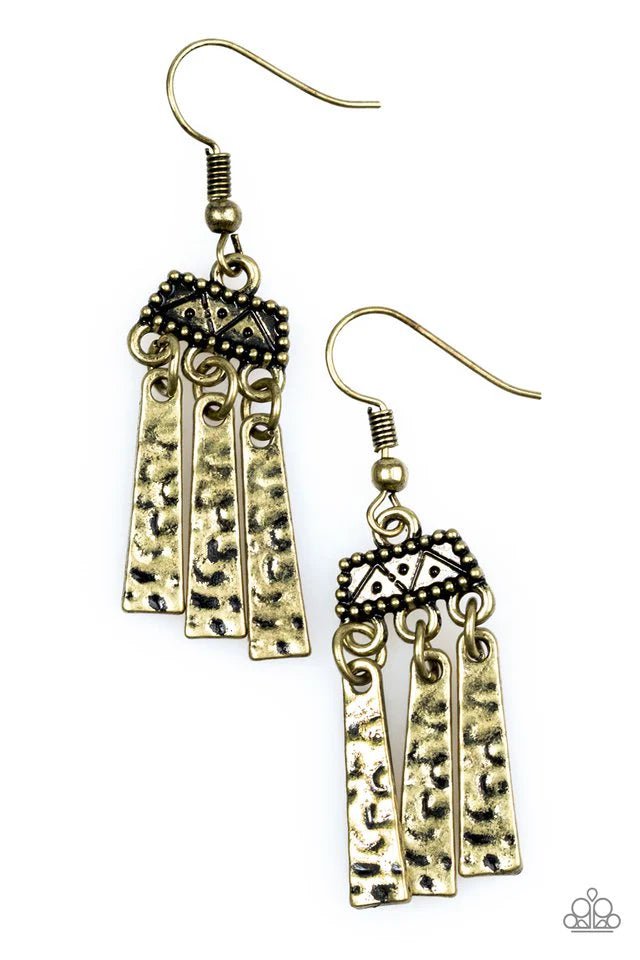 Paparazzi Earring ~ Miss By A NILE - Brass