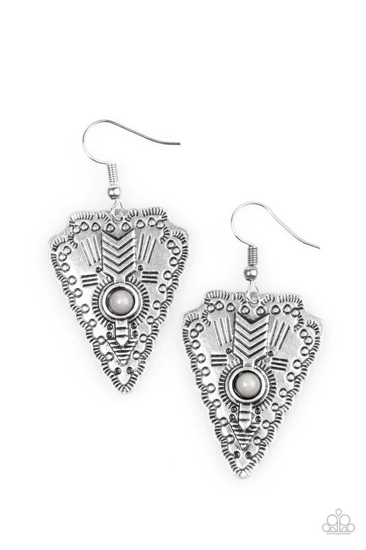 Paparazzi Earring ~ Aim True - Silver