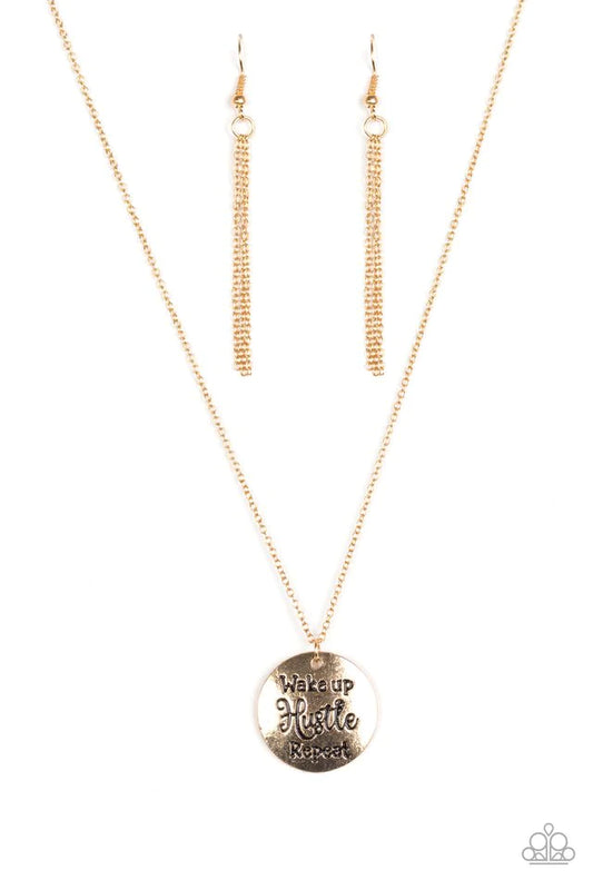 Paparazzi Necklace ~ Hustle On Repeat - Gold