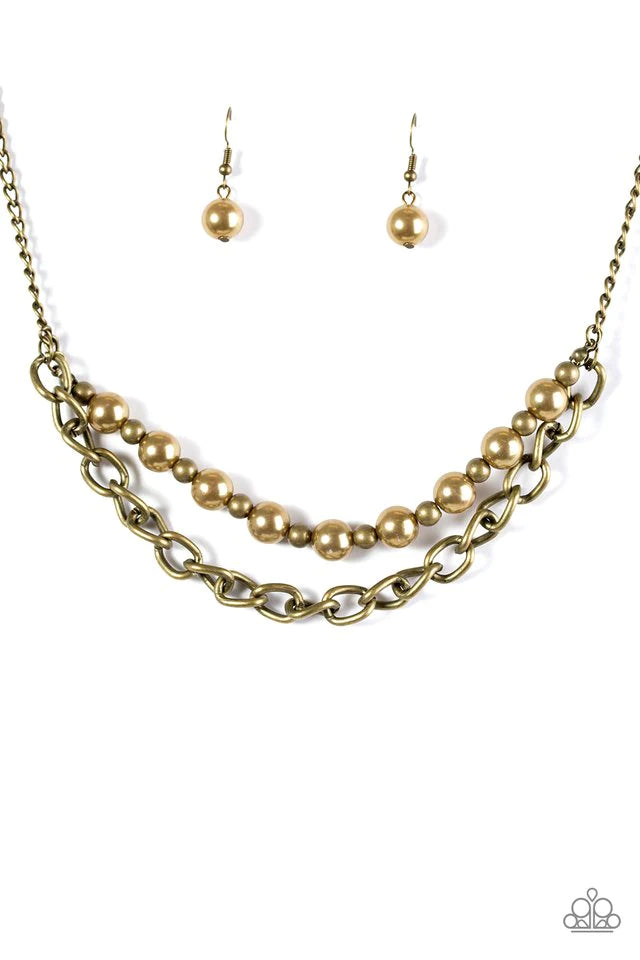 Paparazzi Necklace ~ Glam and Grind - Brass