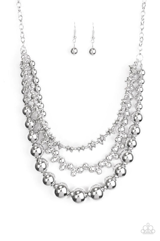 Paparazzi Necklace ~ Beaded Beauty - Silver
