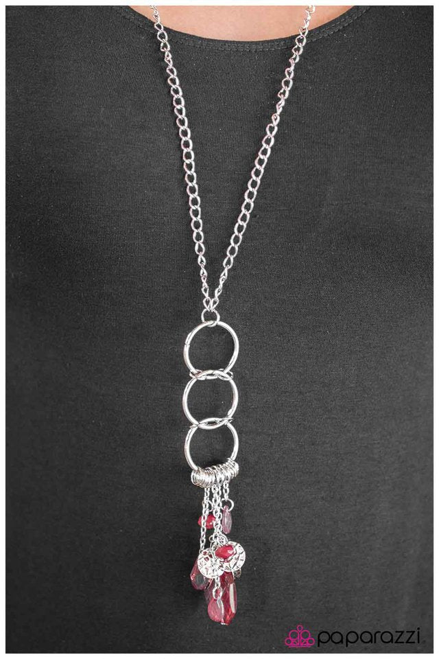 Paparazzi Necklace ~ Fall In Line - Pink