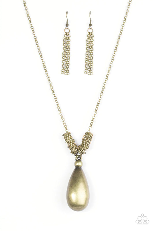 Paparazzi Necklace ~ Just A Drop - Brass