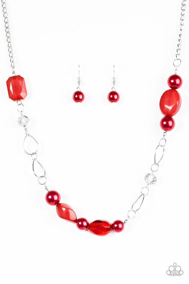 Paparazzi Necklace ~ Beam Away - Red