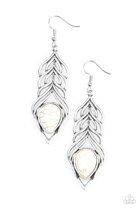 Paparazzi Earring ~ Swinging Sparrow - White