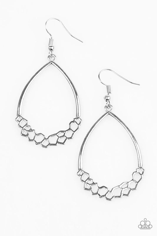 Paparazzi Earring ~ Geo Go-Getter - Silver