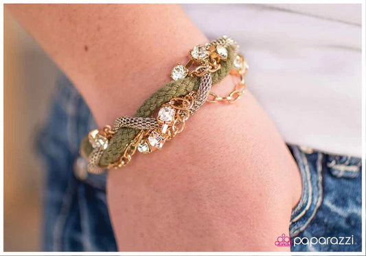 Paparazzi Bracelet ~ Twisted Treasure - Green