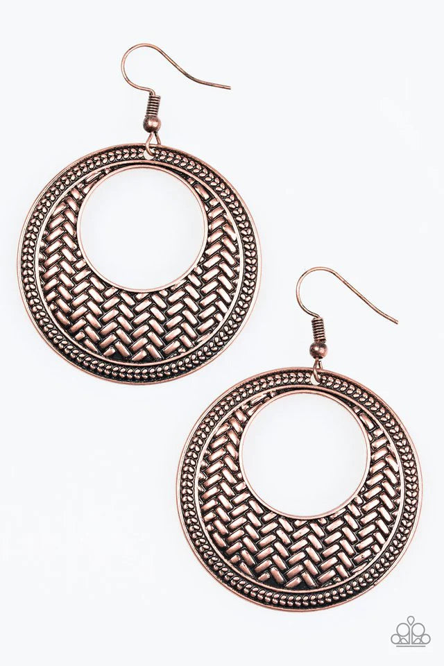 Paparazzi Earring ~ Tahiti Traveler - Copper