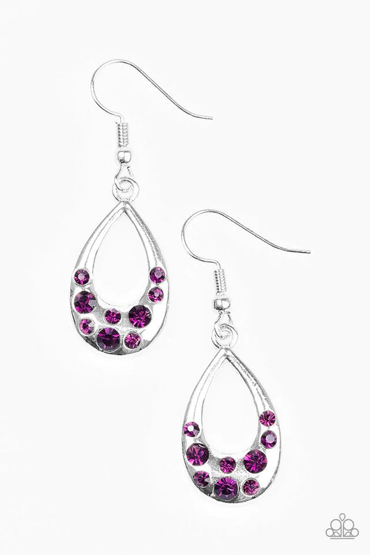 Paparazzi Earring ~ Twinkly Teardrops - Purple