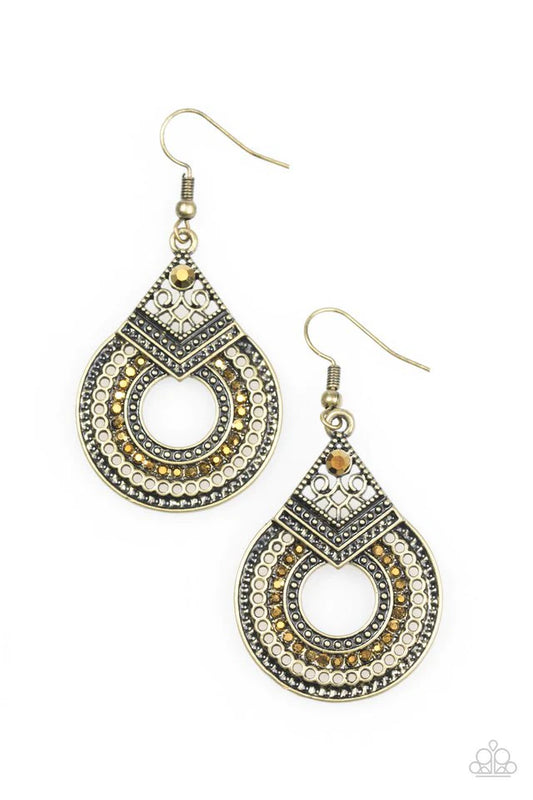 Paparazzi Earring ~ My Favorite Color Is Glitter - Brass