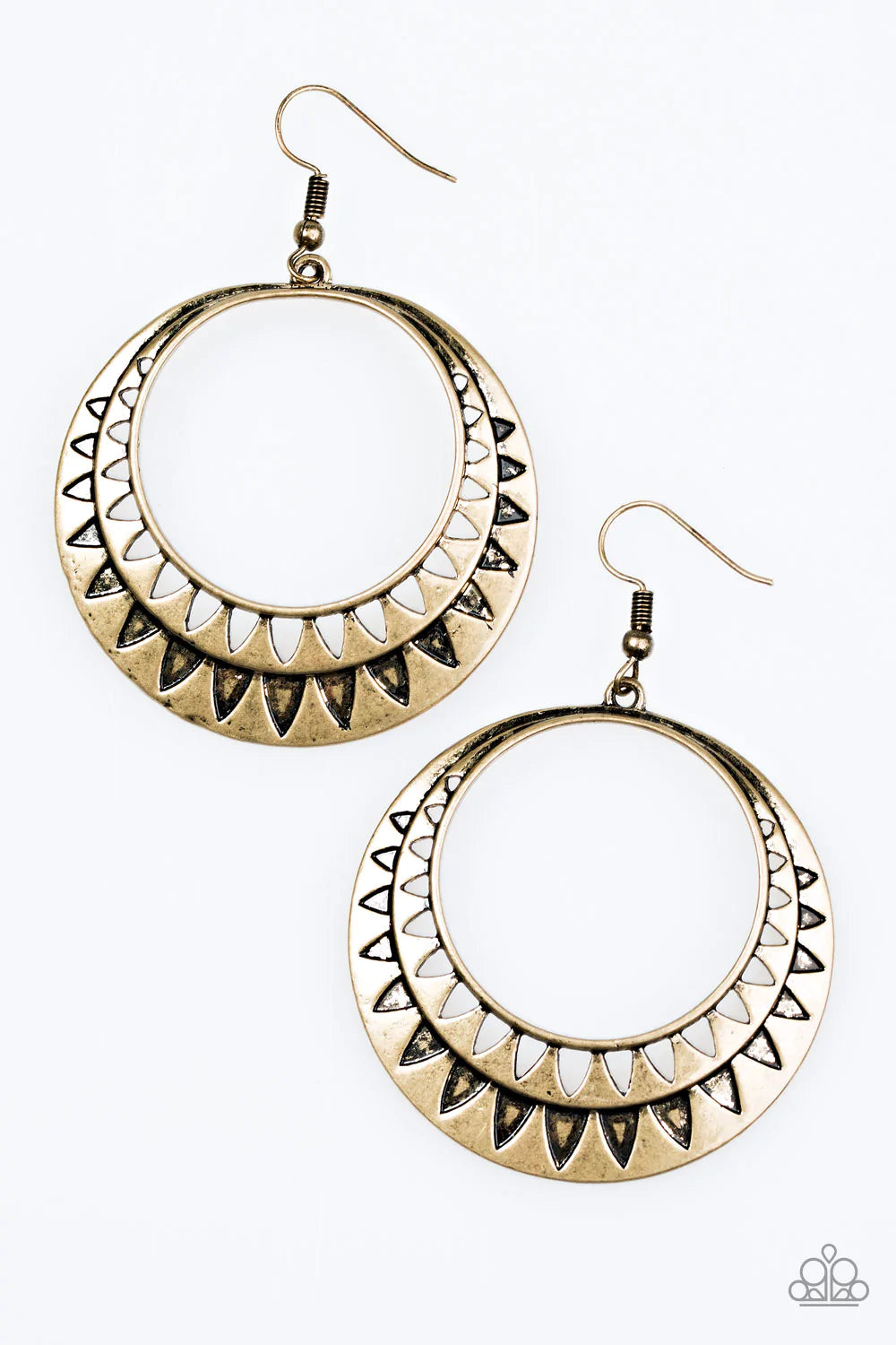 Paparazzi Earring ~ Rustic Rays - Brass