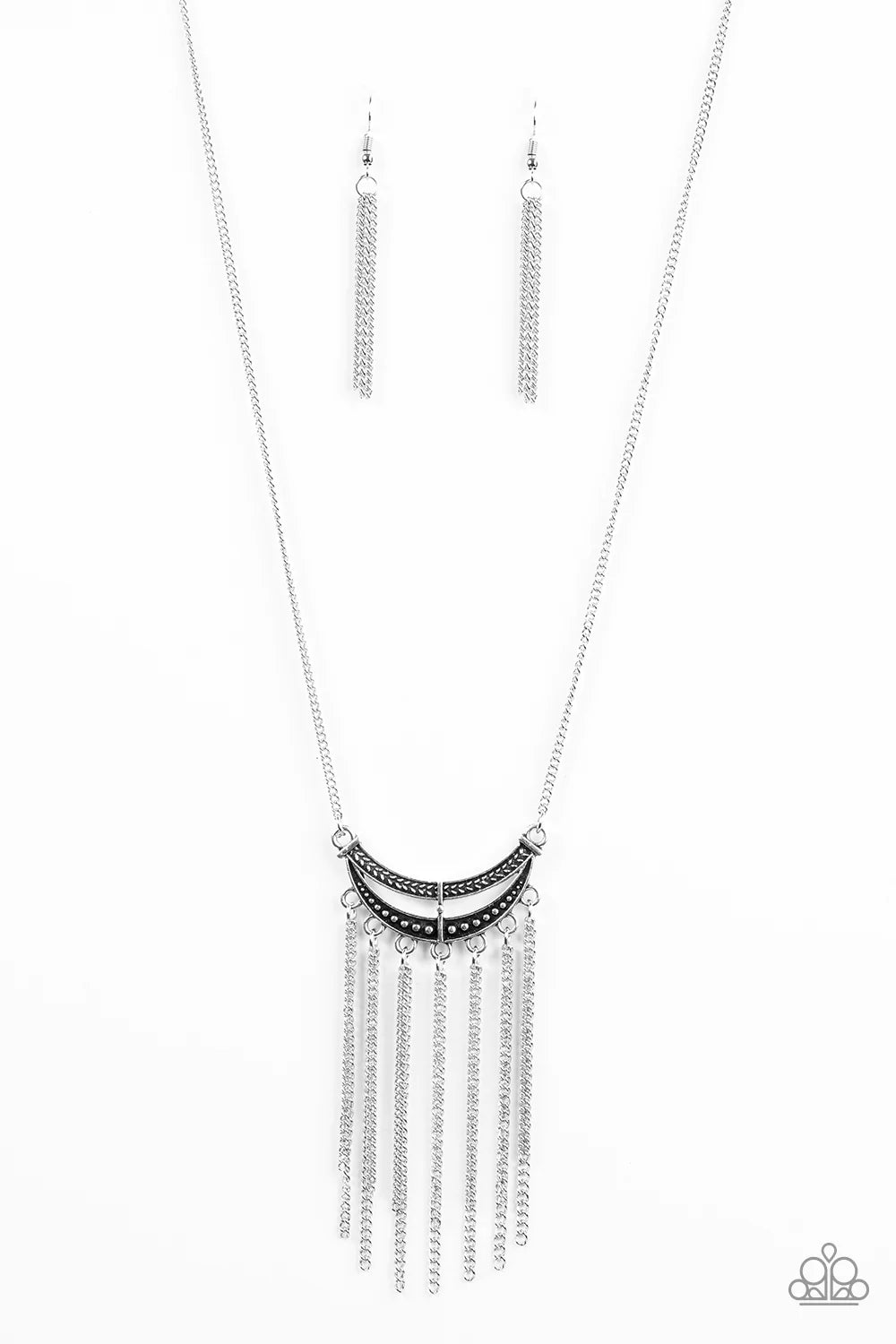 Paparazzi Necklace ~ Mayan Moon - Silver