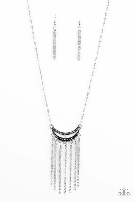 Paparazzi Necklace ~ Mayan Moon - Silver