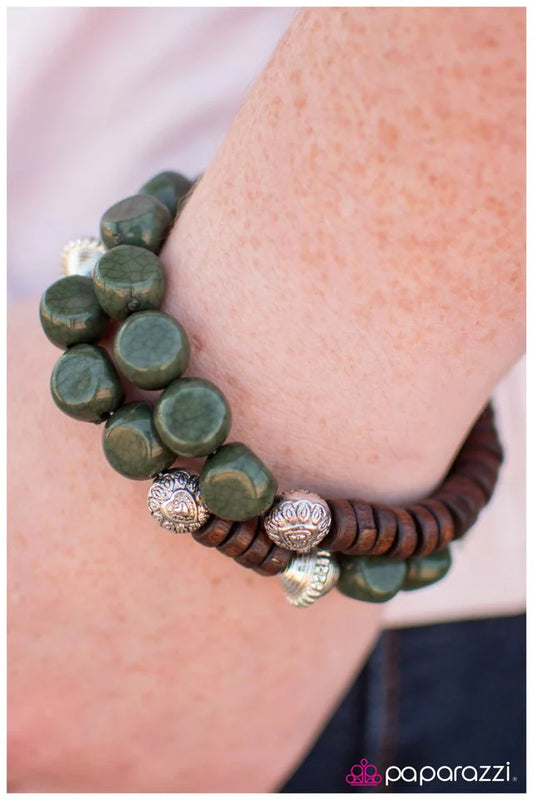 Pulsera Paparazzi ~ Grass Roots - Verde