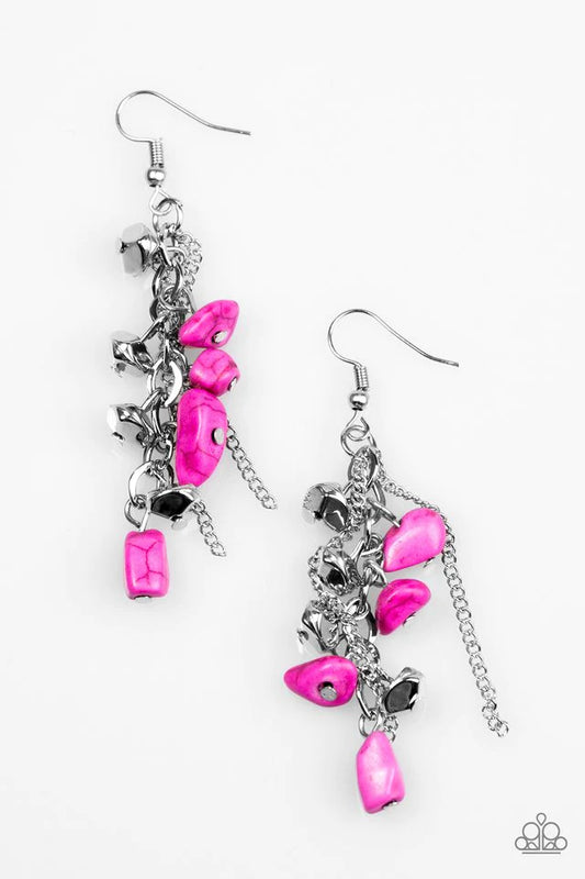 Paparazzi Earring ~ Rocky Radiance - Pink