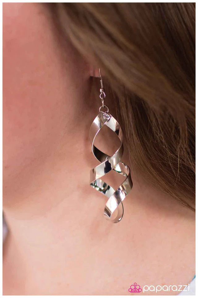 Paparazzi Earring ~ Curly Sue - Silver