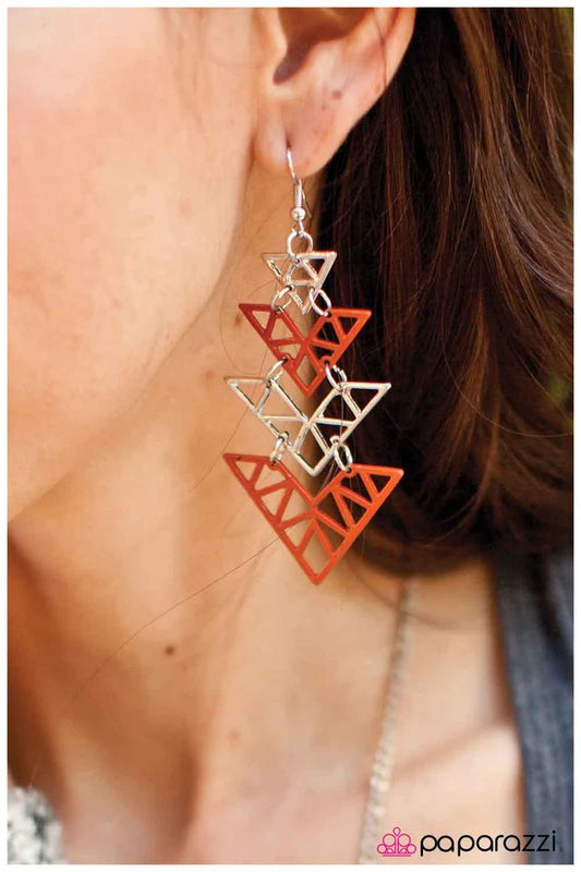 Paparazzi Earring ~ Straight to the Point - Orange