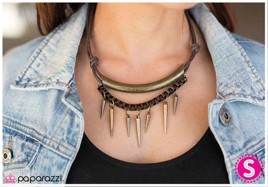 Paparazzi Necklace ~ Danger Zone - Brass