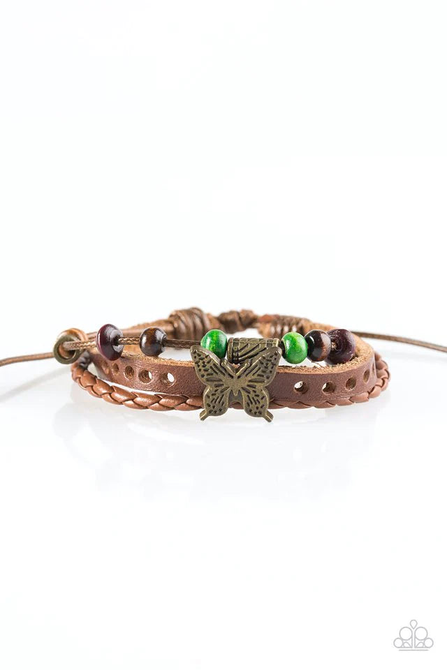 Pulsera Paparazzi ~ Mariposa de Bronce - Verde