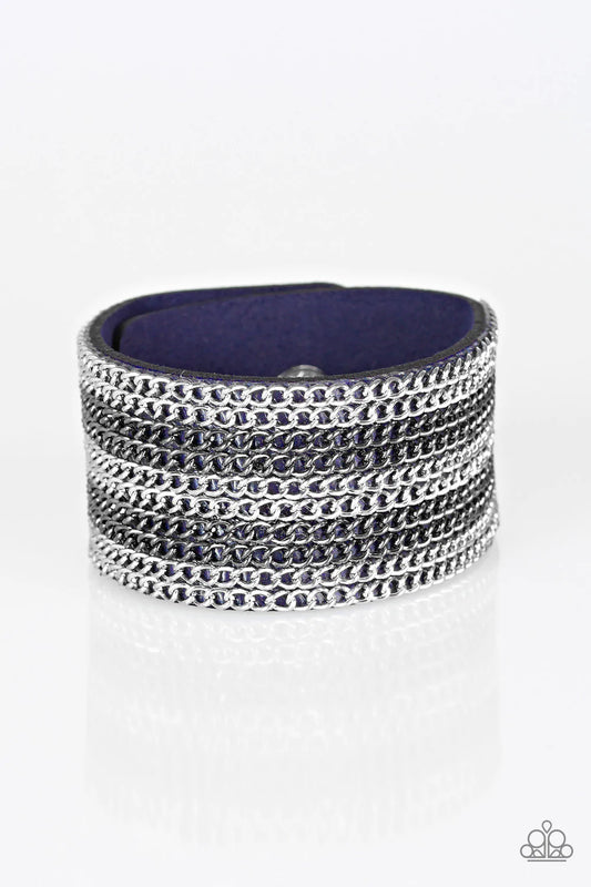 Pulsera Paparazzi ~ GLAM Of Steel - Azul