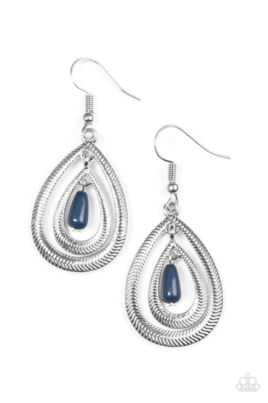 Paparazzi Earring ~ Tranquil Teardrops - Blue