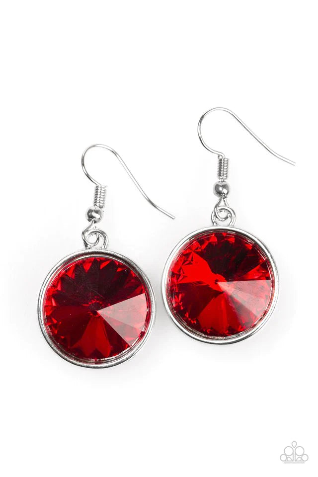 Paparazzi Earring ~ Classy and Glassy - Red