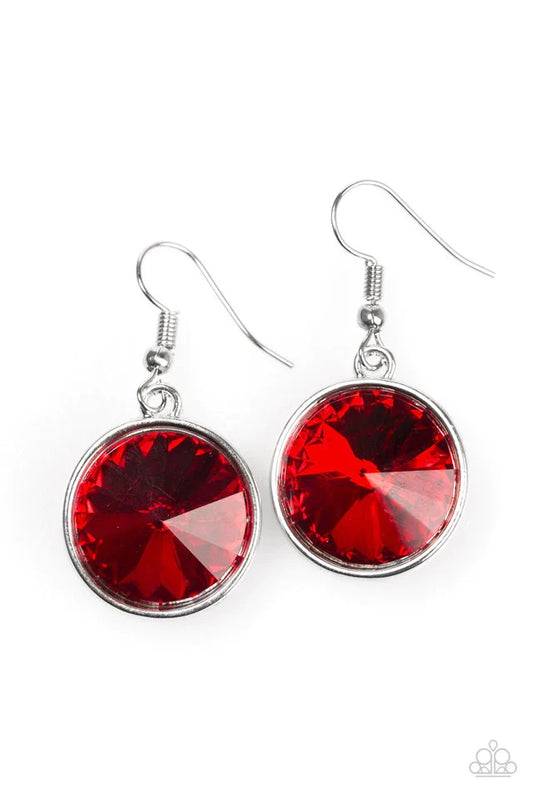 Paparazzi Earring ~ Classy and Glassy - Red