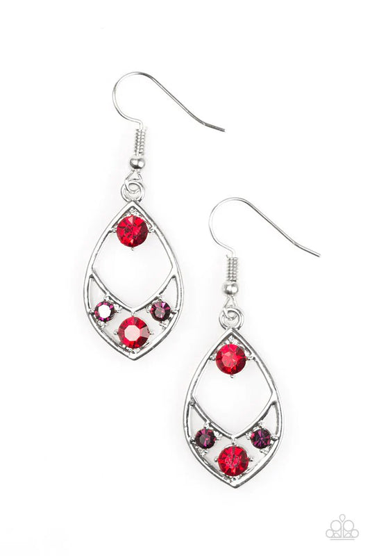 Paparazzi Earring ~ Superior Sparkle - Red