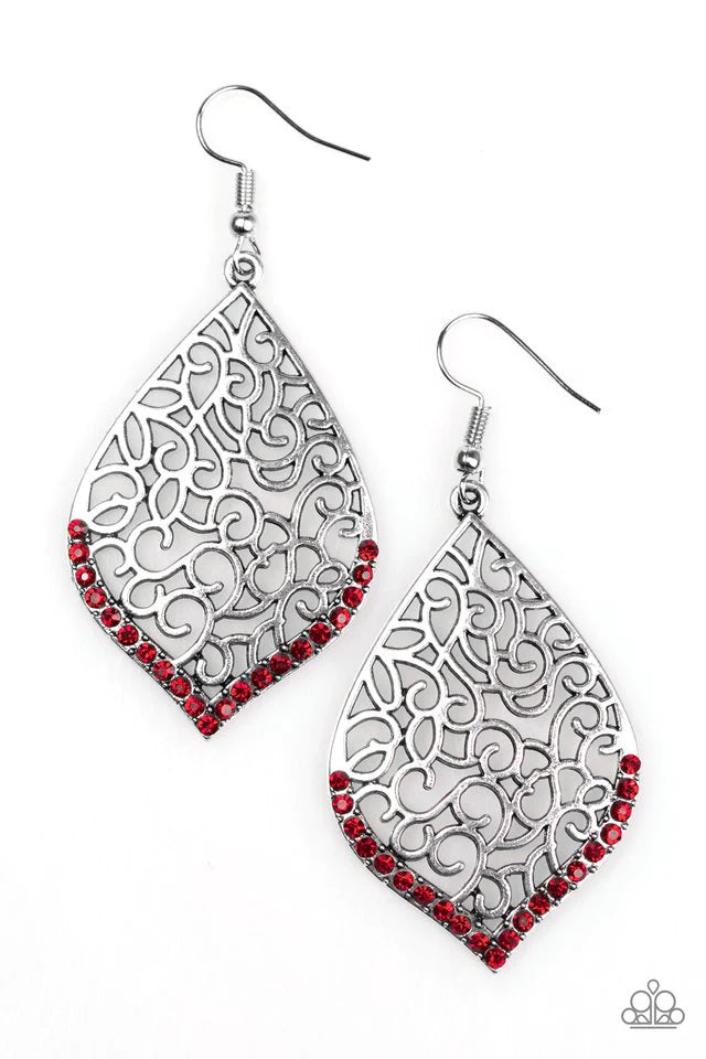 Paparazzi Earring ~ Where I Want To BEAM - Red