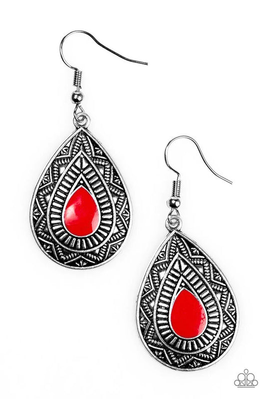 Paparazzi Earring ~ Desert Storm - Red