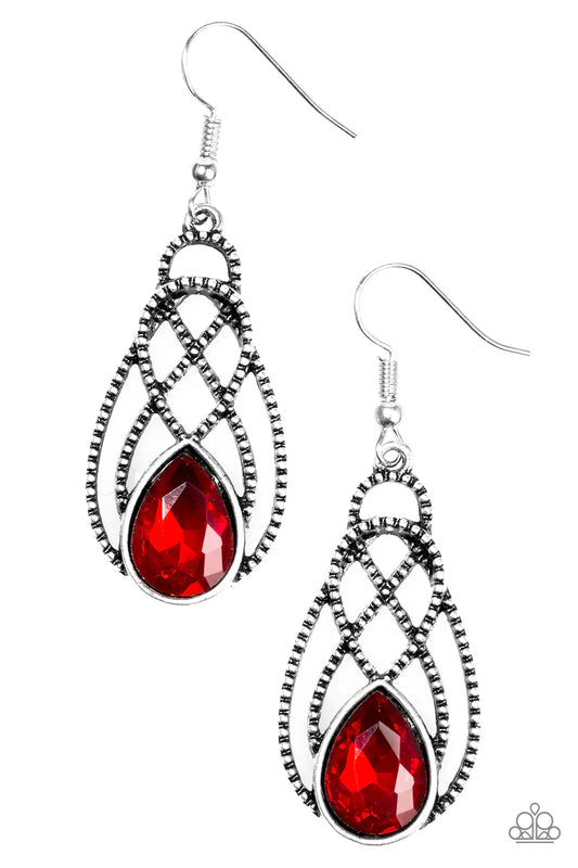 Paparazzi Earring ~ Chic Contessa - Red