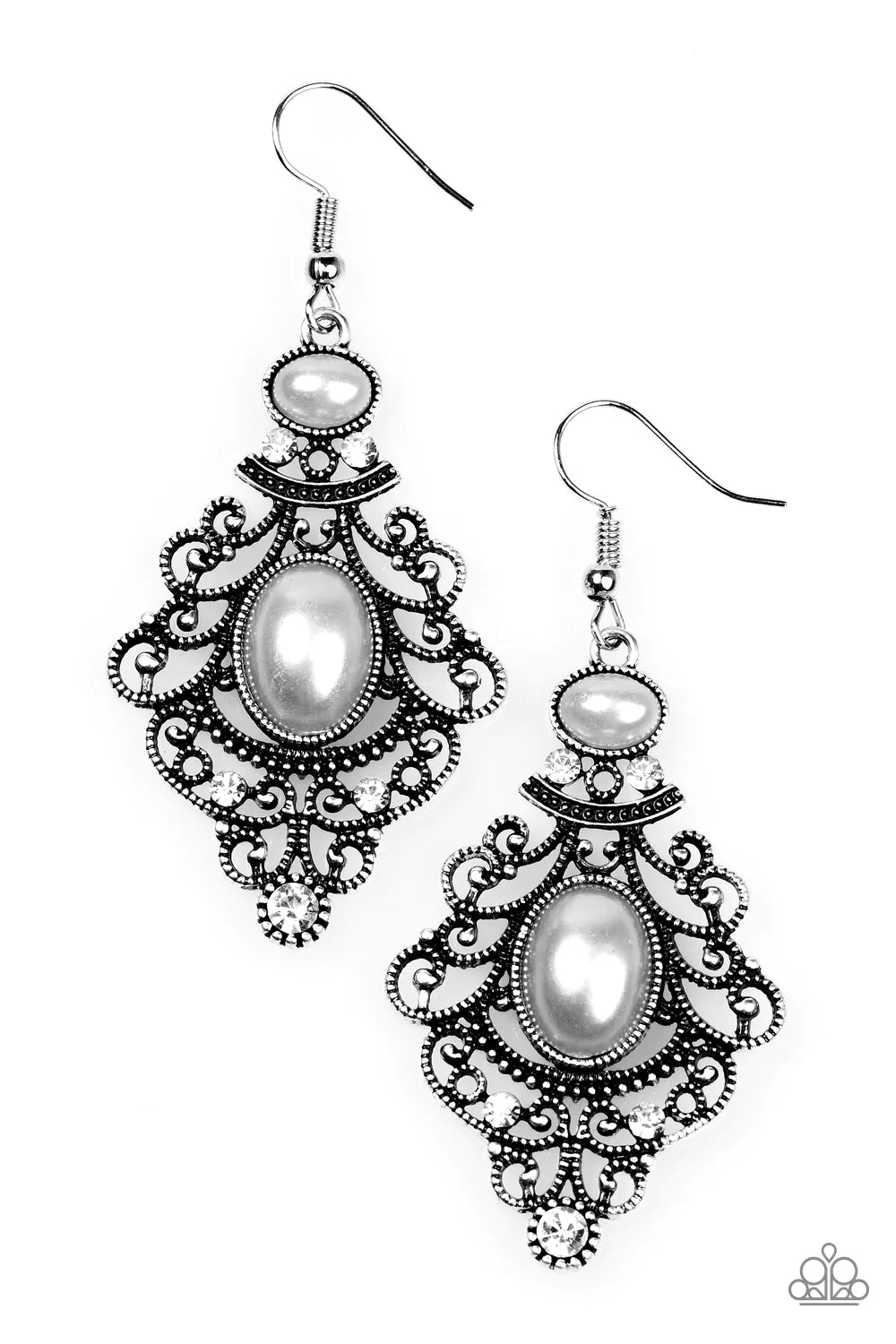 Paparazzi Earring ~ CROWN Control - Silver