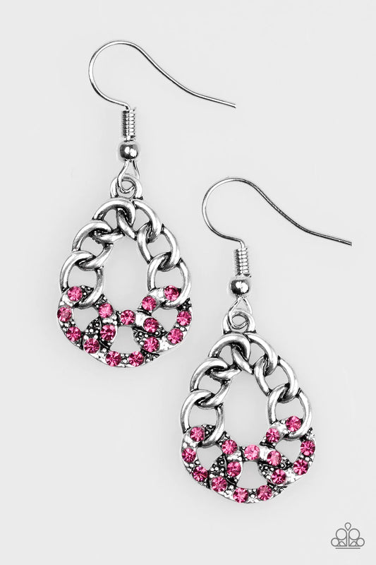 Paparazzi Earring ~ Industrial Shine - Pink