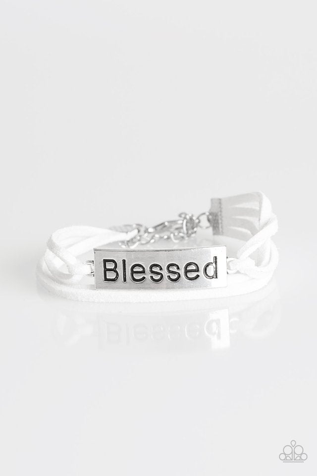 Paparazzi Bracelet Feeling Blessed White Paparazzi Jewelry
