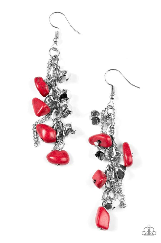 Paparazzi Earring ~ Rocky Radiance - Red