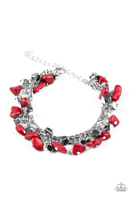 Pulsera Paparazzi ~ Acantilados de colores - Rojo