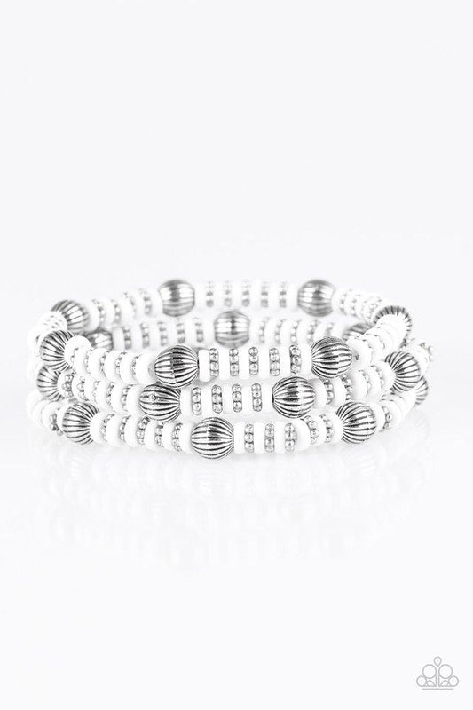 Paparazzi Bracelet ~ Barcelona Ball - White