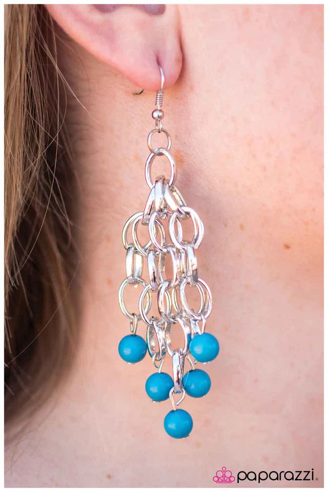 Paparazzi Earring ~ Center of Attention - Blue