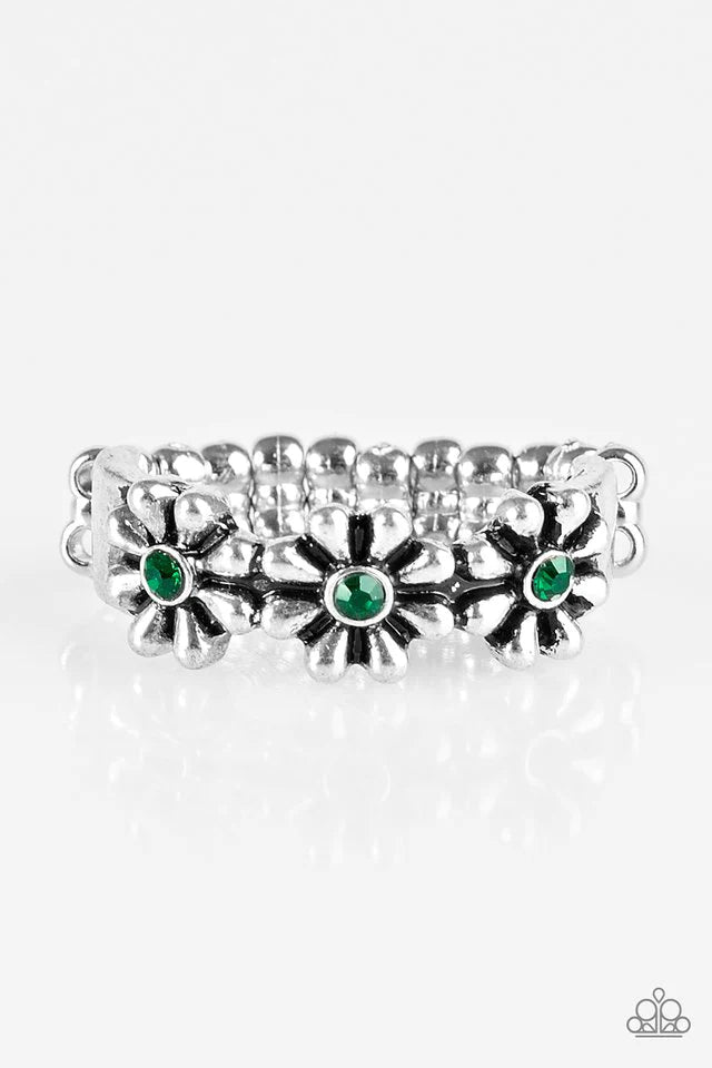 Anillo Paparazzi ~ Margaritas danzantes - Verde