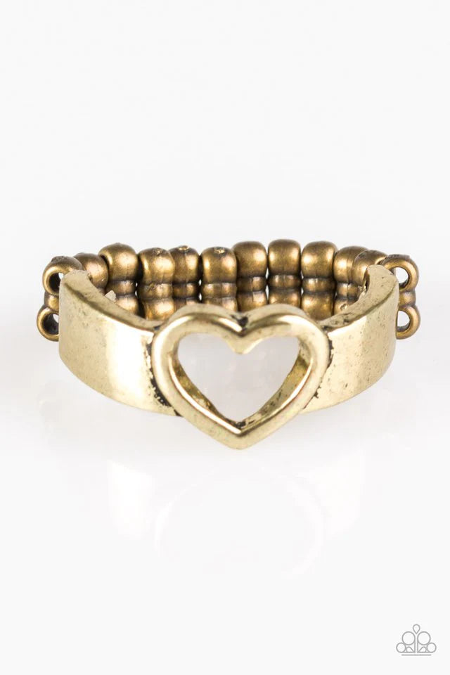 Paparazzi Ring ~ Skipping Heartbeats - Brass