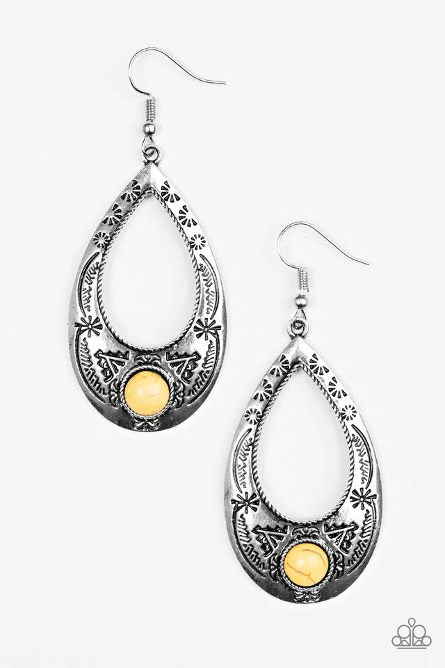 Paparazzi Earring ~ South Pacific - Yellow