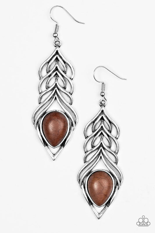 Paparazzi Earring ~ Swinging Sparrow - Brown