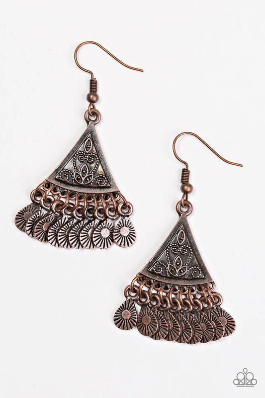 Paparazzi Earring ~ Dancing Drylands - Copper