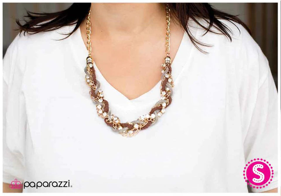 Paparazzi Necklace ~ Braided Treasure - Brown