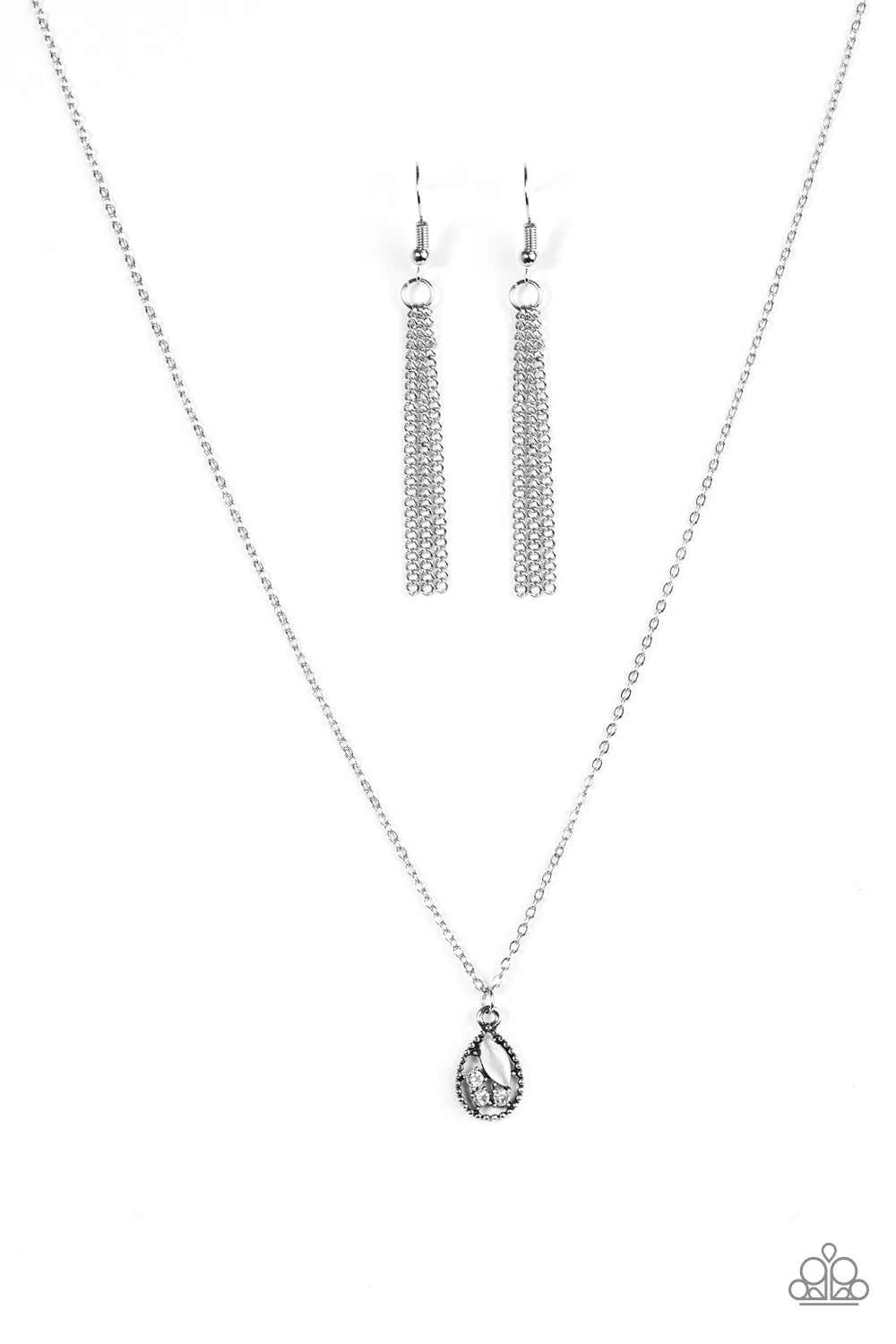 Paparazzi Necklace ~ Drop and Shimmer - White