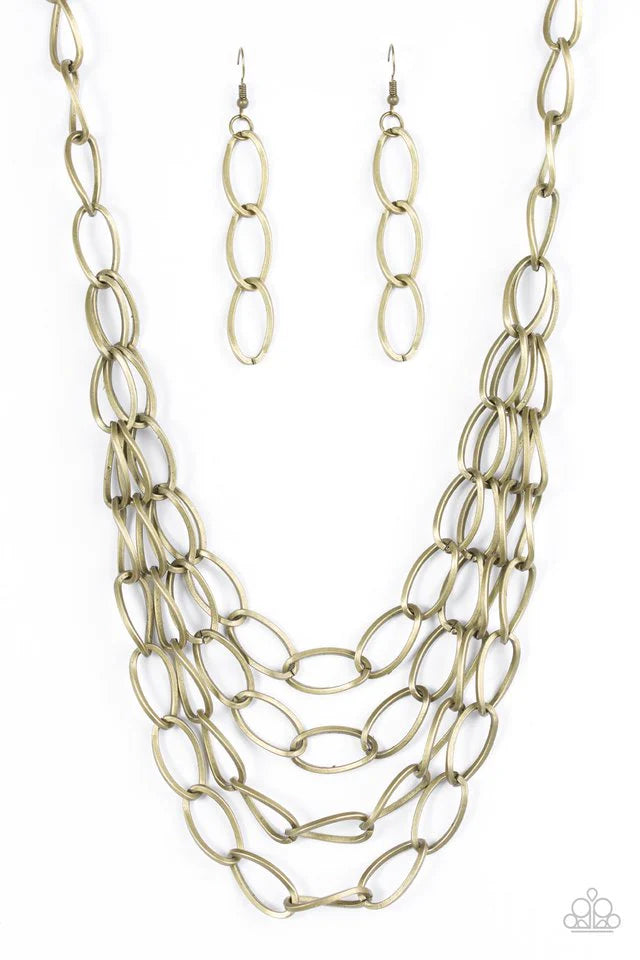 Paparazzi Necklace ~ Chain Reaction - Brass