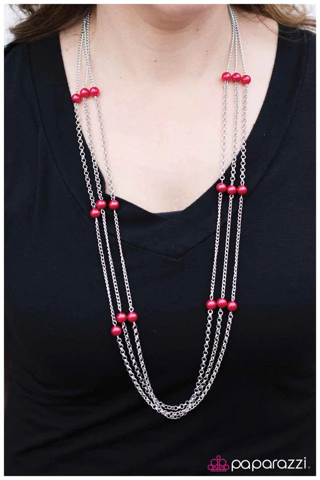 Paparazzi Necklace ~ Carry On - Red