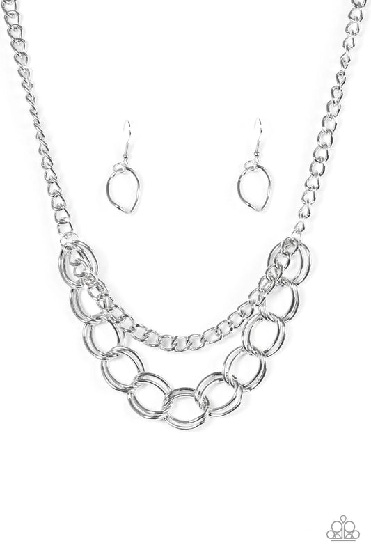 Paparazzi Necklace ~ Top Boss - Silver