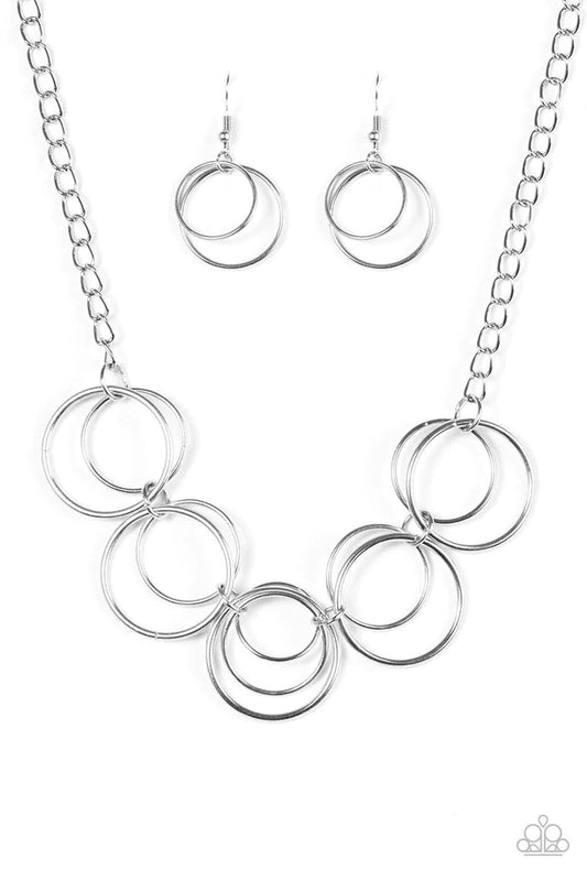 Paparazzi Necklace ~ CIRCLE du Soleil - Silver